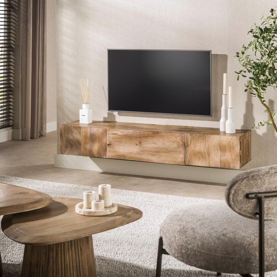 LifestyleFurn Zwevend TV-meubel Cherity Mangohout 160cm Bruin