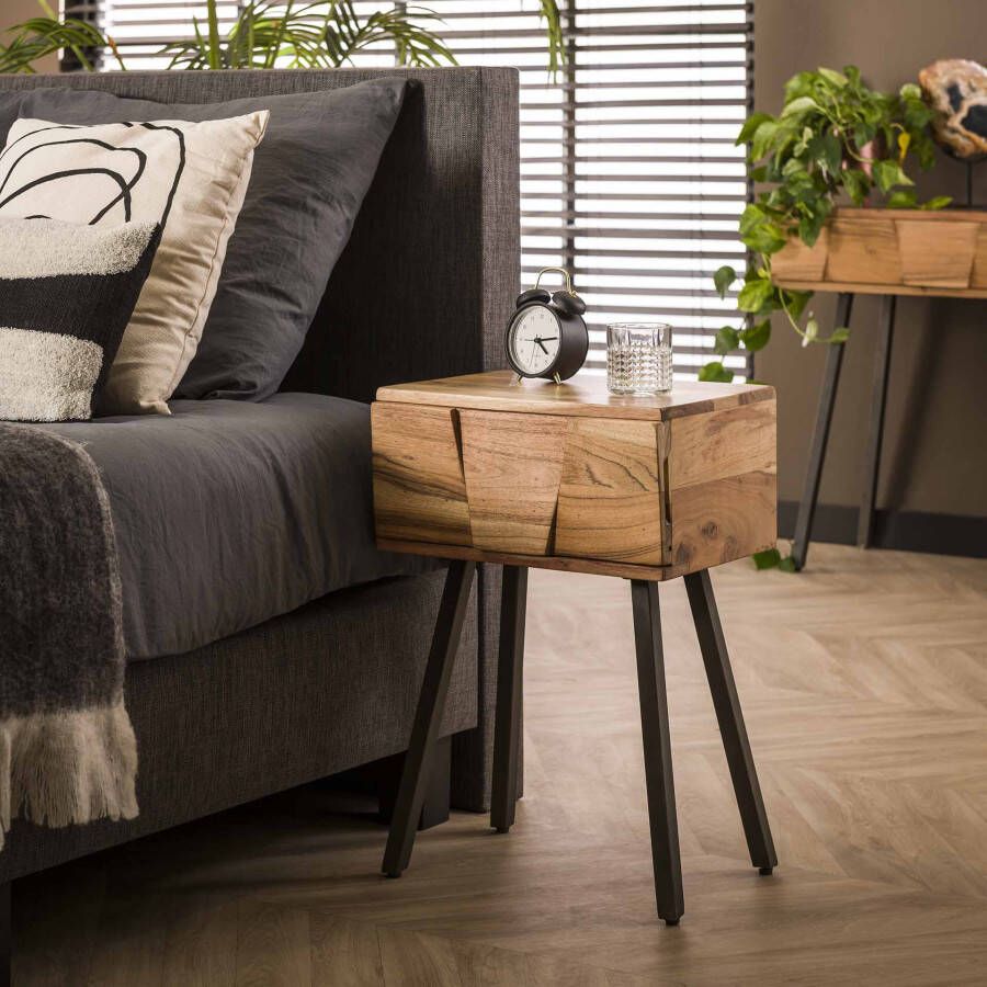 LifestyleFurn Nachtkastje Eryka Acaciahout Massief acacia naturel