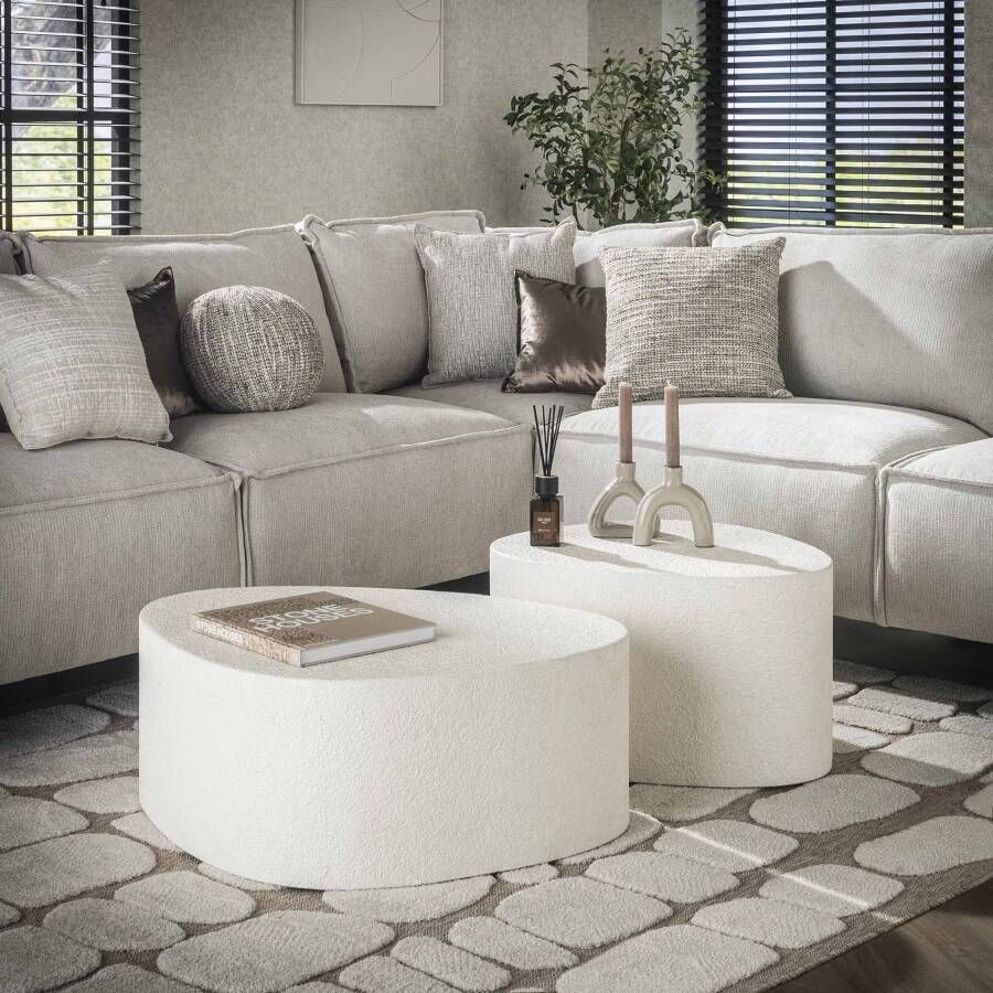 LifestyleFurn Organische Salontafel Candiss Marmer Composiet Set van 2 stuks Japandi