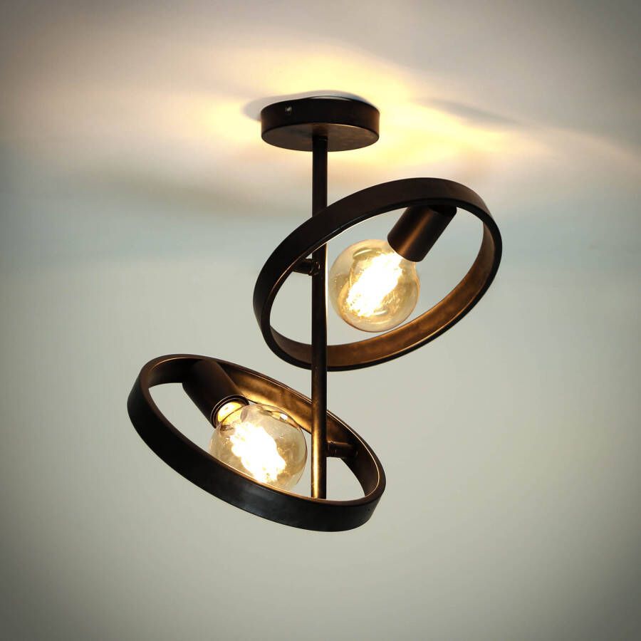 LifestyleFurn Plafondlamp Homer 2-lamps Charchoal
