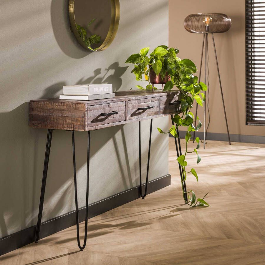 LifestyleFurn Sidetable Jaris Acaciahout 120cm Grijs