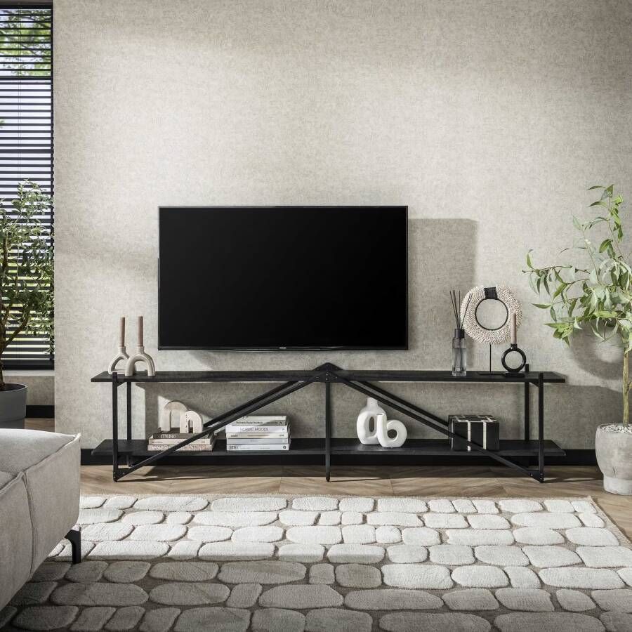 LifestyleFurn TV-meubel Jerrod Liquid metal 220cm Grijs
