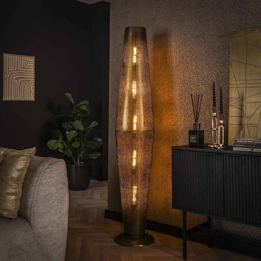 LifestyleFurn Vloerlamp Aubre 180cm hoog Brons Antiek