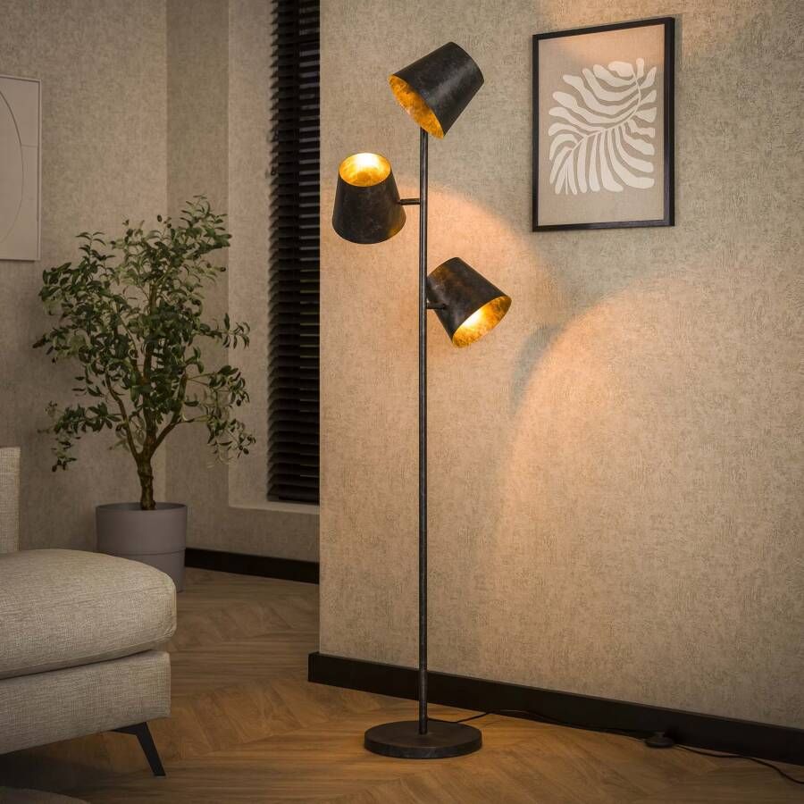 LifestyleFurn Vloerlamp Jo 3-lamps Ø18cm Charcoal