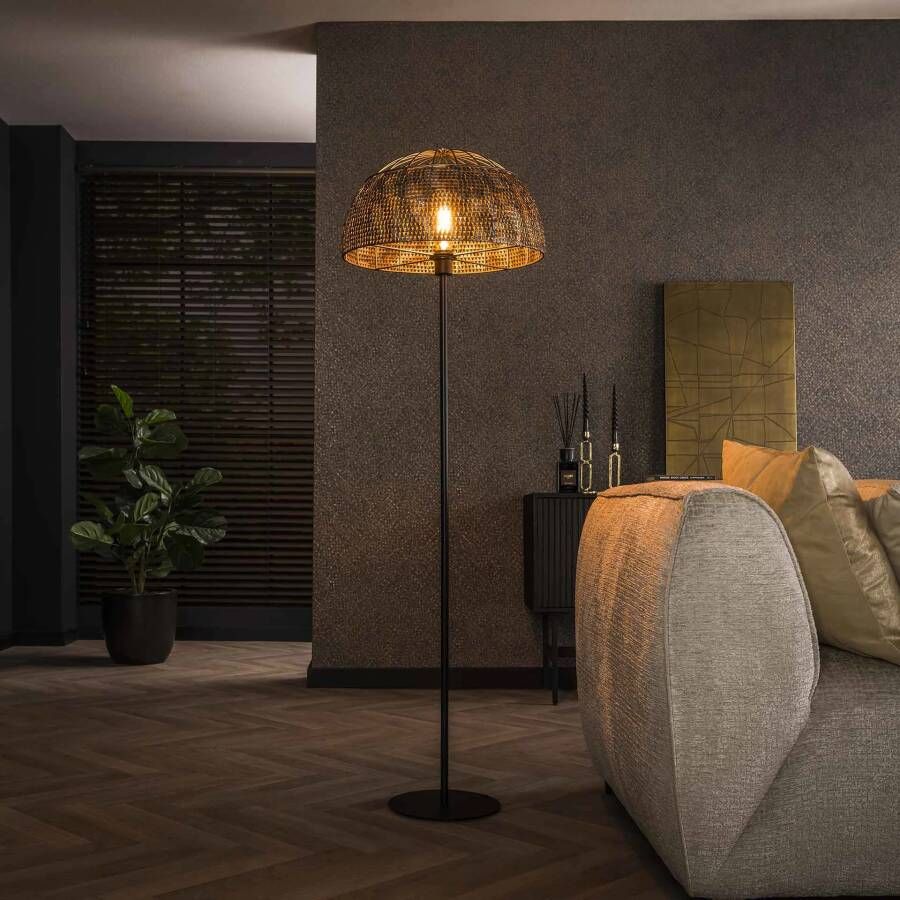 LifestyleFurn Vloerlamp Stefen 164cm hoog Zwart bruin