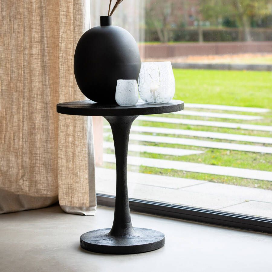 Light & Living Light&living Bijzettafel Ø50x55 cm BICABA hout zwart