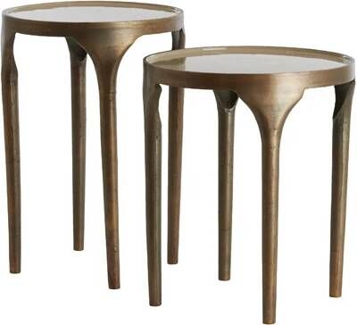 Light & Living Bijzettafel Lapaz Set van 2 stuks Antiek Brons Taupe Rond