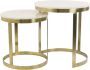 Light & Living Perlato Ronde Salontafel Marmer Wit Antiek Brons Set 2 Ø41x46 + Ø49x52cm - Thumbnail 2