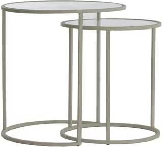 Light & Living Bijzettafel Talca Set van 2 stuks Crème Rond