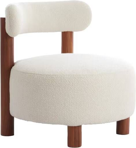 Light & Living Fauteuil Ferentino Acaciahout en Bouclé Crème