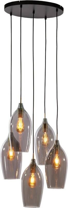 Light & Living Hanglamp Lukaro 5-lamps Smoke Antiek Brons