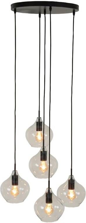 Light & Living Hanglamp Rakel Getrapt 5-Lamps Mat Zwart