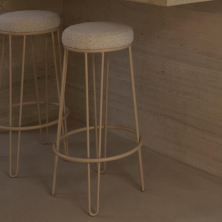 Light & Living Light&living Barkruk Ø41x73 cm ALICE bouclé crème+crème