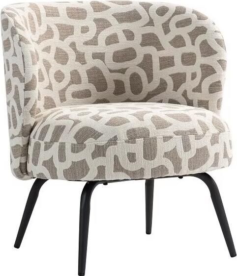 Light & Living Fauteuil Dieyda Grafische stof Taupe Beige