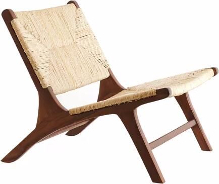 Light & Living Fauteuil Payan Teakhout en bananenblad Bruin Japandi