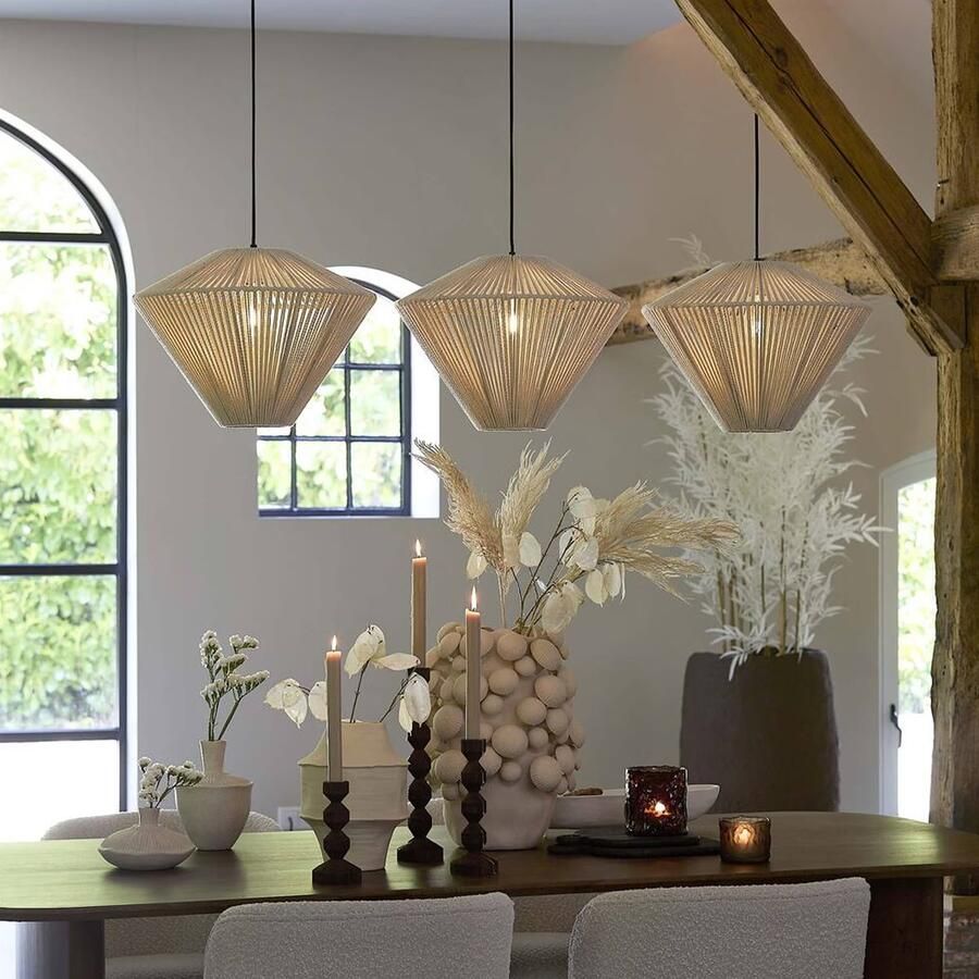Light & Living Hanglamp Felida 3-lamps Crème Japandi
