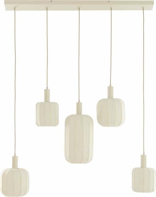 Light & Living Hanglamp Tufia 5-lamps Linnen Crème