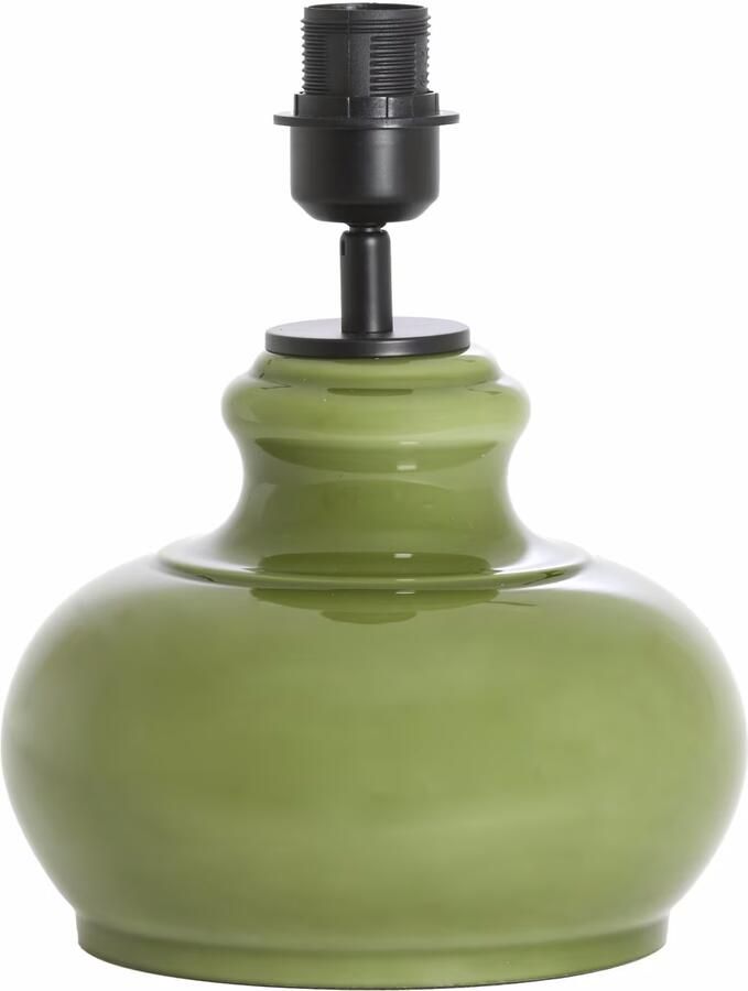 Light & Living Lampvoet Verde Glas 29cm Olijfgroen (excl. kap) Rond