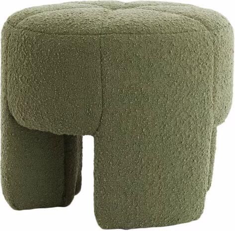 Light & Living Poef Batoemi Bouclé Ø51cm Donkergroen Rond