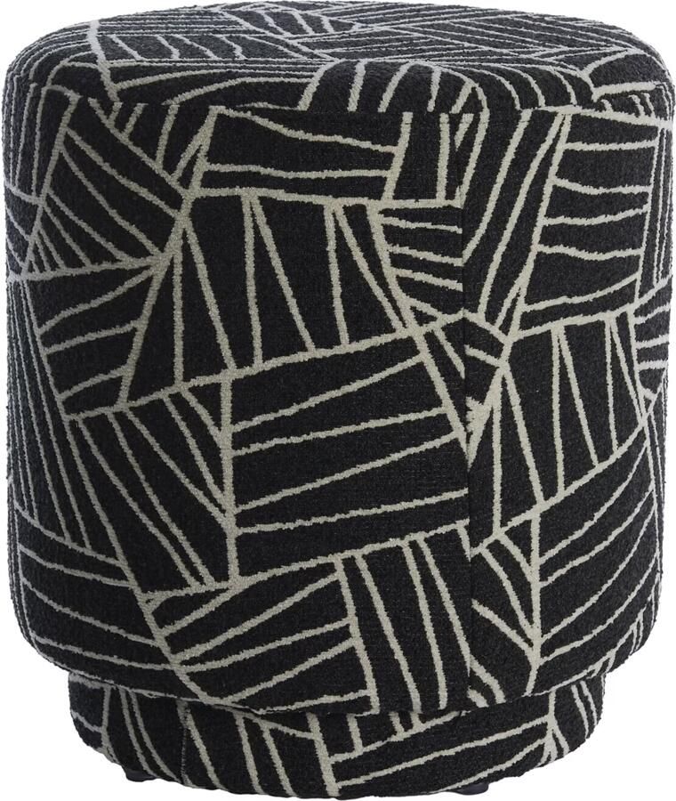 Light & Living Poef Davonte 40cm Zwart Wit