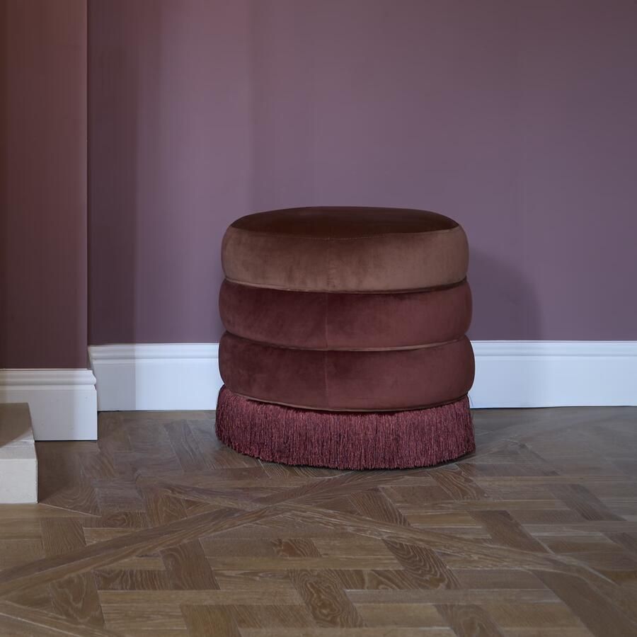 Light & Living Poef Tacitu Velvet Bordeaux