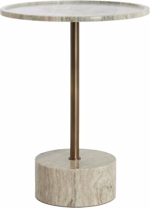 Light & Living Ronde Bijzettafel Civita Marmerlook Ø41cm Zandgrijs Donker Brons
