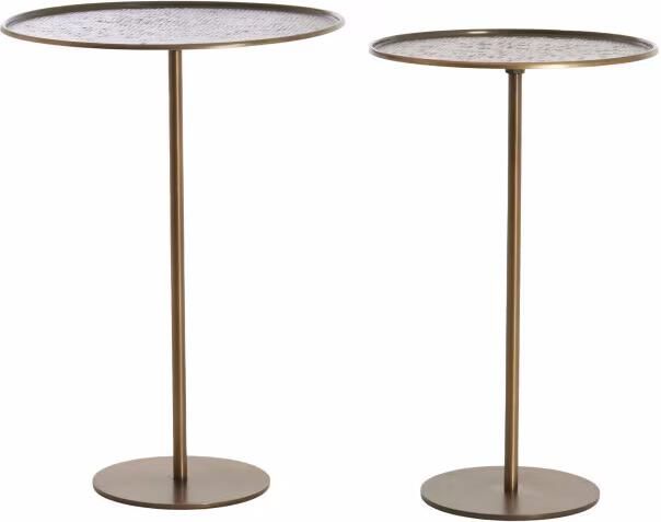 Light & Living Ronde Bijzettafel Lia Set van 2 stuks Donkerbruin Brons