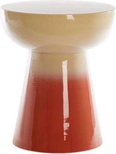 Light & Living Ronde Bijzettafel Rovini Keramiek Ø35cm Crème Oranje