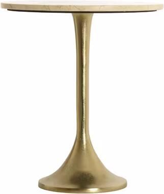 Light & Living Ronde Bijzettafel Tomar Marmerlook Ø48cm Beige Goud
