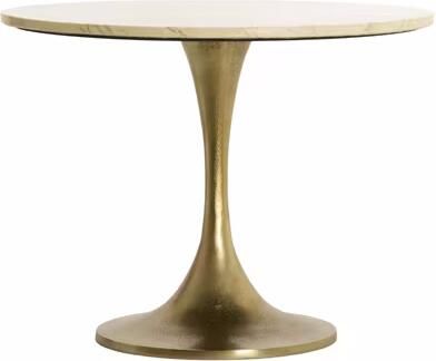Light & Living Ronde Bijzettafel Tomar Marmerlook Ø59cm Beige Goud