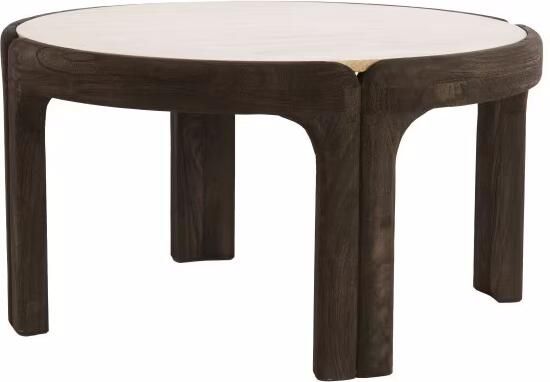 Light & Living Ronde Salontafel Ali Travertin & Hout Ø75cm Zand