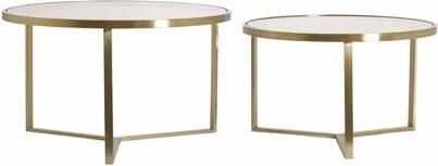 Light & Living Ronde Salontafel Serelle Glas en metaal Set van 2 stuks Bruin