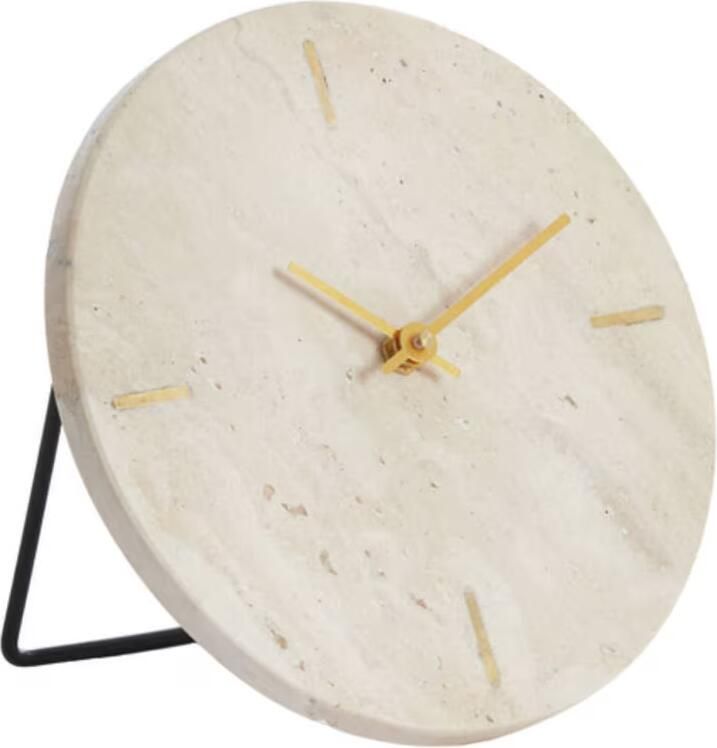 Light & Living Tafelklok Jenay Travertin Ø20cm Zand Rond