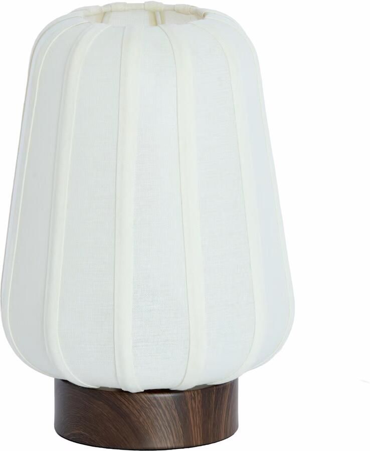 Light & Living Tafellamp Bibia Stof en hout 29cm Wit Rond