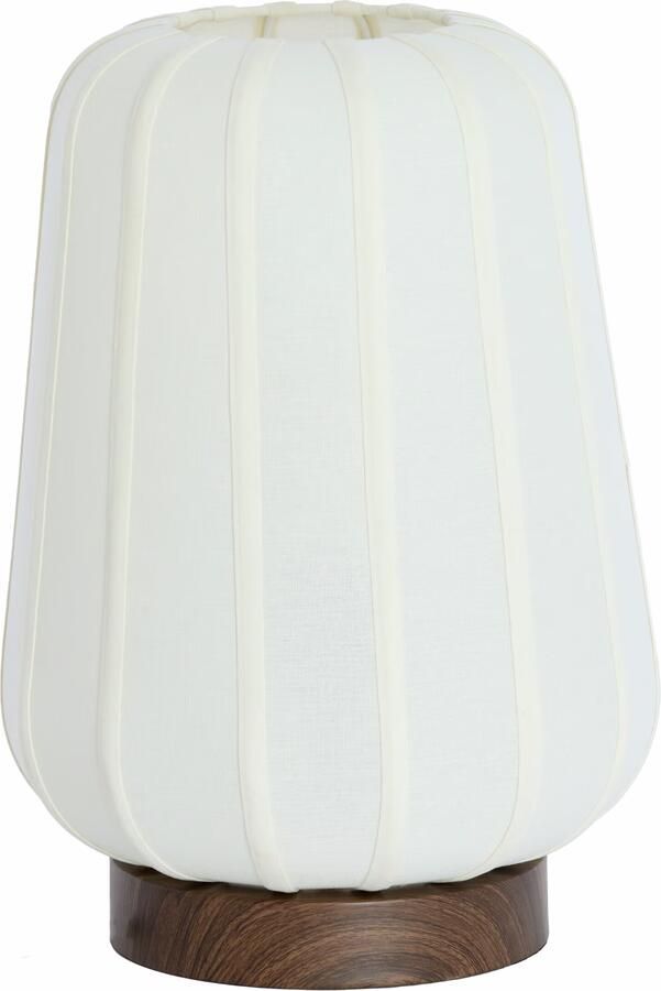 Light & Living Tafellamp Bibia Stof en hout 42cm Wit Rond