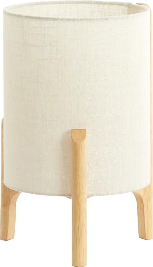 Light & Living Tafellamp Litto Linnenlook en hout 33cm Naturel Rond