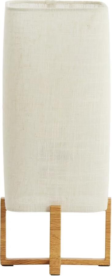 Light & Living Tafellamp Wyn Linnen en houtlook 39cm Crème Vierkant