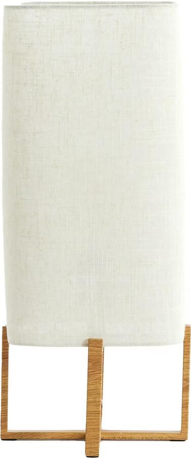 Light & Living Tafellamp Wyn Linnen en houtlook 50cm Crème Vierkant