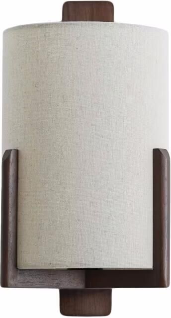 Light & Living Wandlamp Litto Linnen en hout Naturel Donkerbruin Rond
