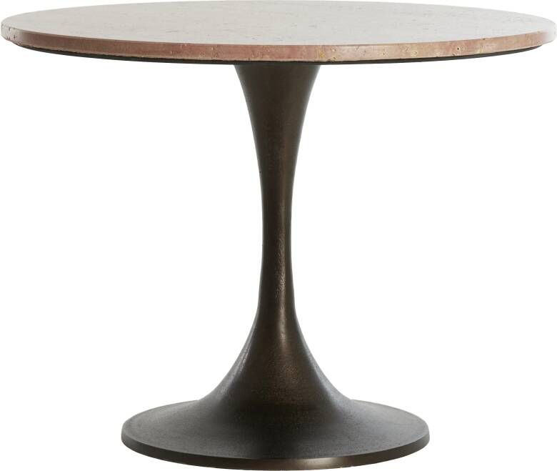 Light & Living Light&living Bijzettafel Ø59x44 cm DOLIN rood travertin+donker bruin