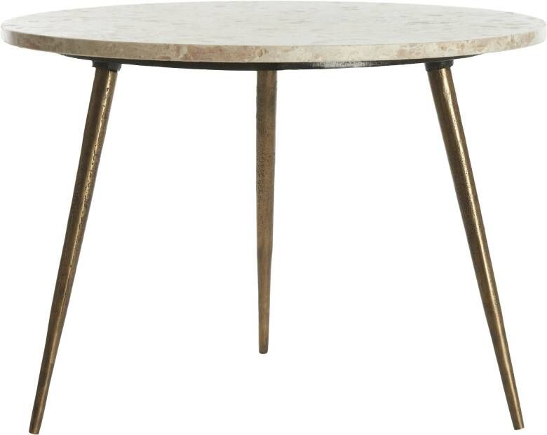 Light & Living Ronde Bijzettafel Zeca Marmer 59cm Taupe