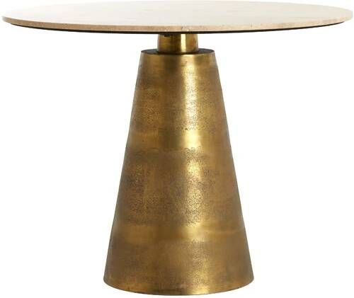 Light & Living Ronde Eettafel Ynez Travertin 100cm Goud