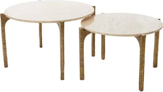 Light & Living Ronde Salontafel Kanae Set van 2 stuks Travertin Bruin