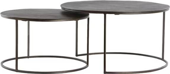 Light & Living Ronde Salontafel Talca Set van 2 stuks Donkerbruin