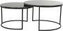 Light & Living Salontafel Alfio Set van 2 stuks bruin marmer+zwart Rond - Thumbnail 2