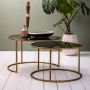 Merkloos Sans marque Light & Living Duarte Ronde Salontafel Smoke Glas Goud Ø65x39 cm + Ø75x44 cm - Thumbnail 2