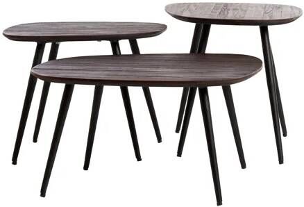 Light & Living Salontafel Viejo Hout en metaal Set van 3 stuks Organisch