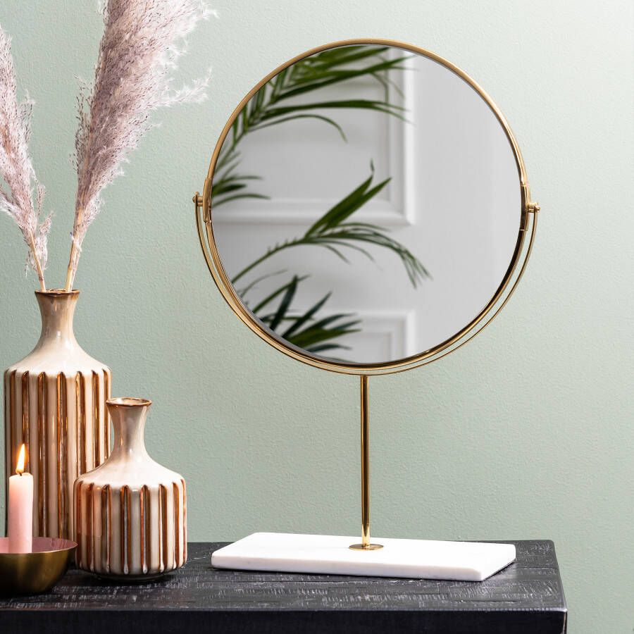 Light & Living Light&living Spiegel op voet 24x9x40 5 cm RIESCO marmer wit-goud