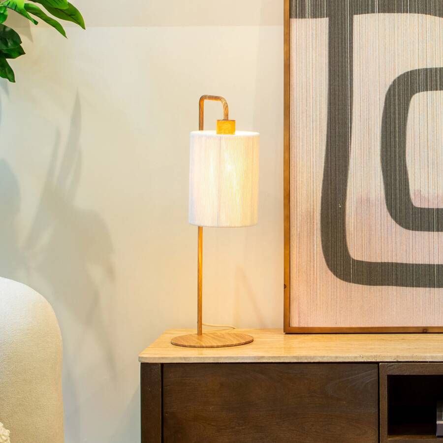 Light & Living Light&living Tafellamp 26x20x59 5 cm DONIO hout print naturel+touw...