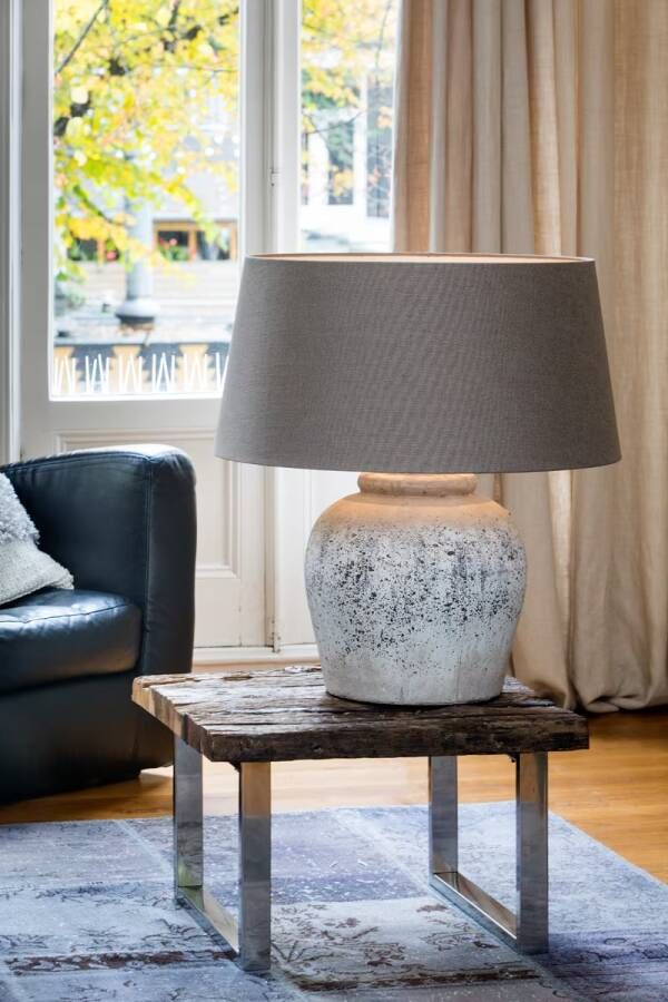 Light & Living Tafellamp Etna Keramiek 50cm Antiek Grijs (excl. kap)